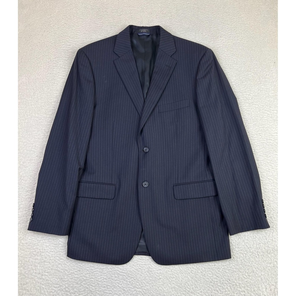 Tommy Hilfiger Mens 42 Navy Blue Pinstripe Wool Suit Jacket Blazer RN 77222